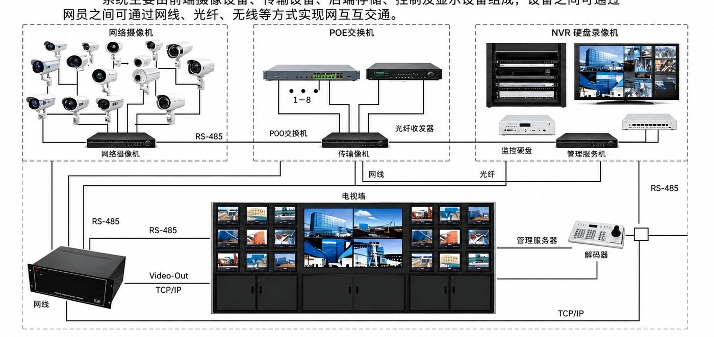 武汉楠珩网络高清视频监控系统拓扑图